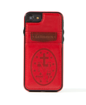 Miraculous Medal Red Leather Card Case for iPhone 7/8