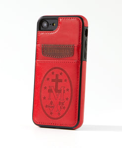 Miraculous Medal Red Leather Card Case for iPhone 7/8