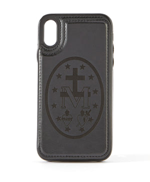 Miraculous Medal Black Leather Wallet Case for iPhone XR