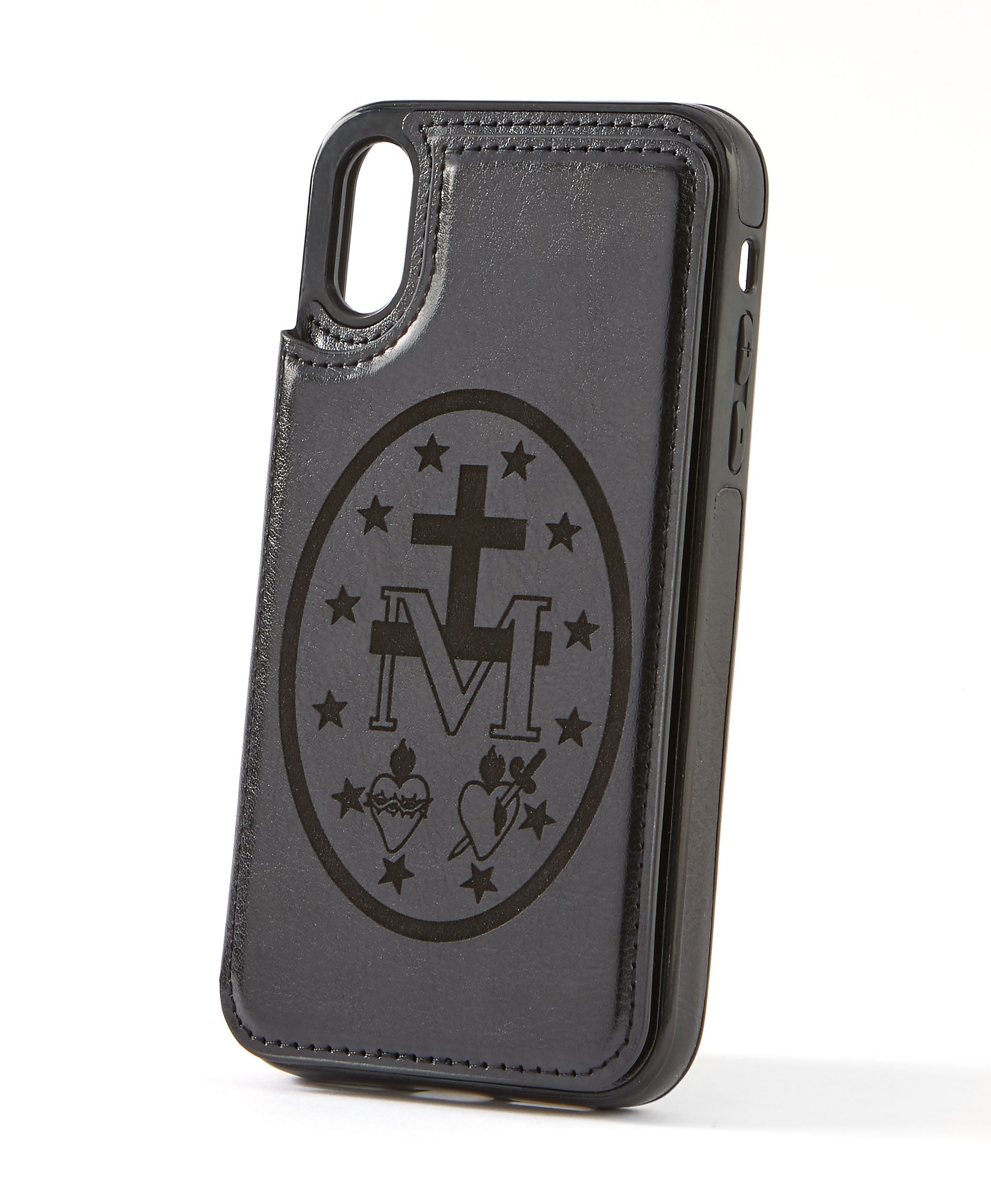 Miraculous Medal Black Leather Wallet Case for iPhone XR