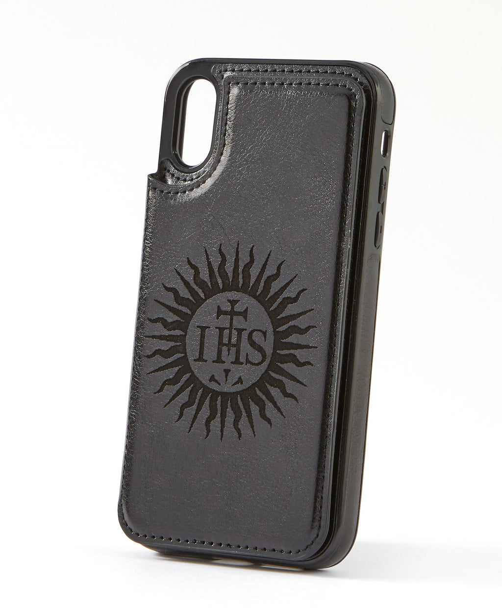Sunburst Black Leather Wallet Case for iPhone XR