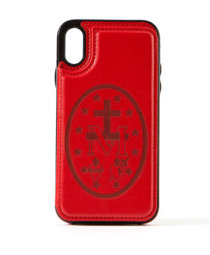 Miraculous Medal Red Leather Wallet Case for iPhone XR