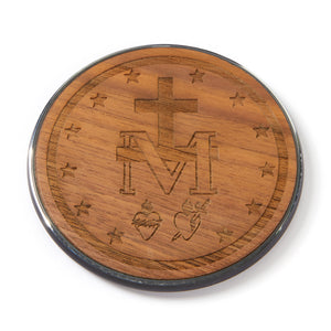 Miraculous Medal Walnut Wood Wireless Charger