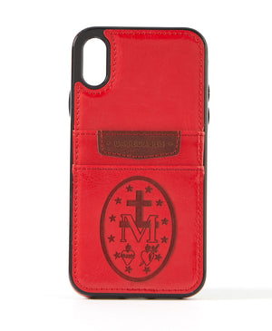 Miraculous Medal Red Leather Card Case for iPhone XR