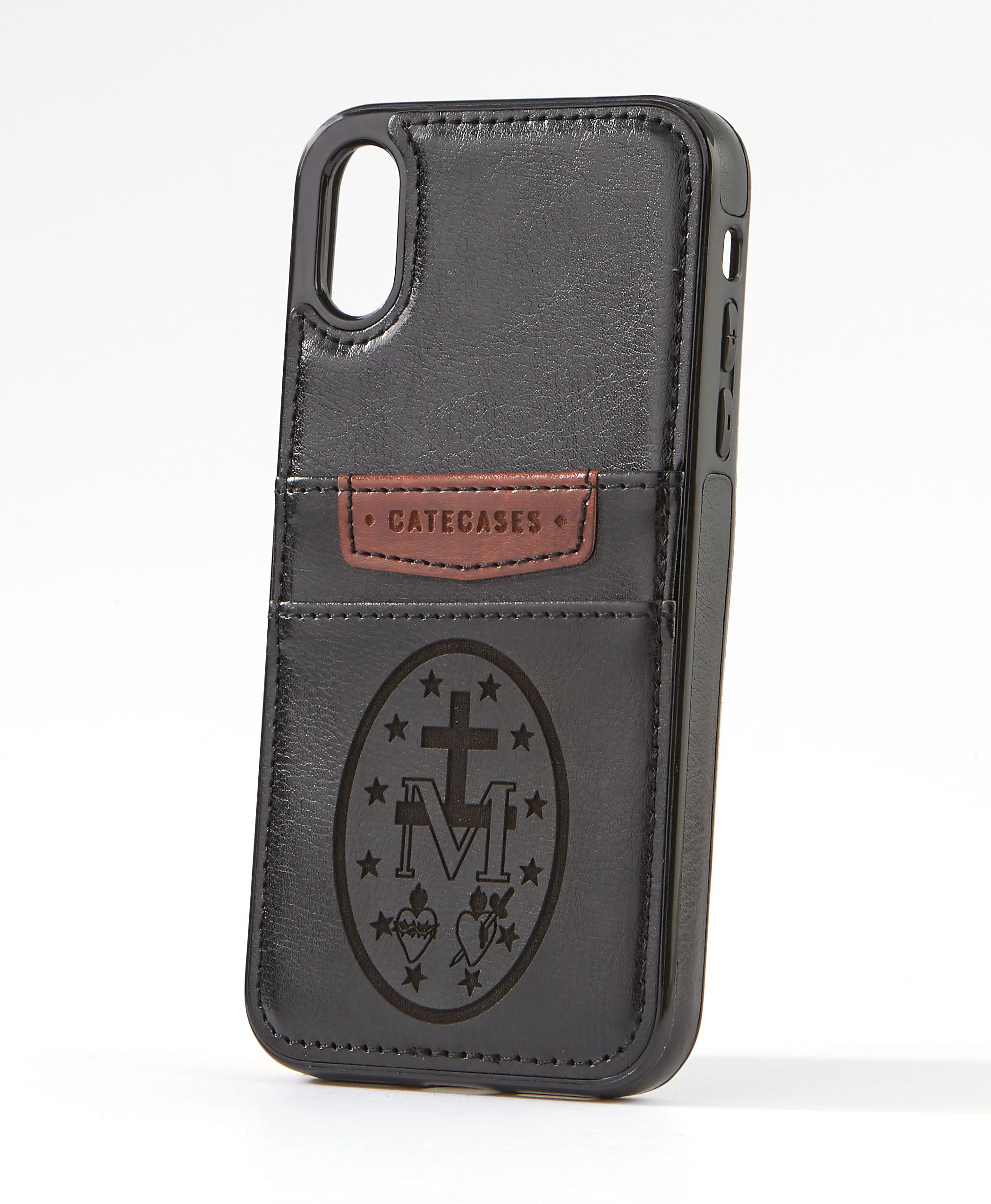 Miraculous Medal Black Leather Card Case for iPhone XR